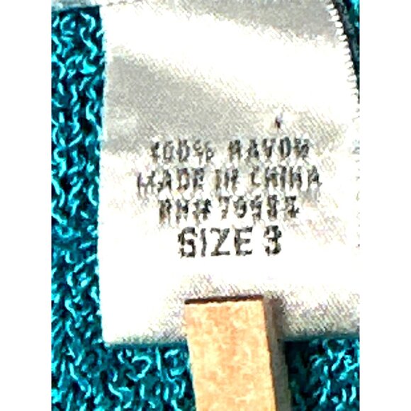 Chicos Teal Blue Silver Metallic Thread Rayon Tank Top Sweater Blouse Sleeveless - Picture 7 of 10